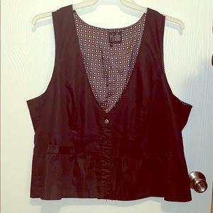 Peplum, button front vest